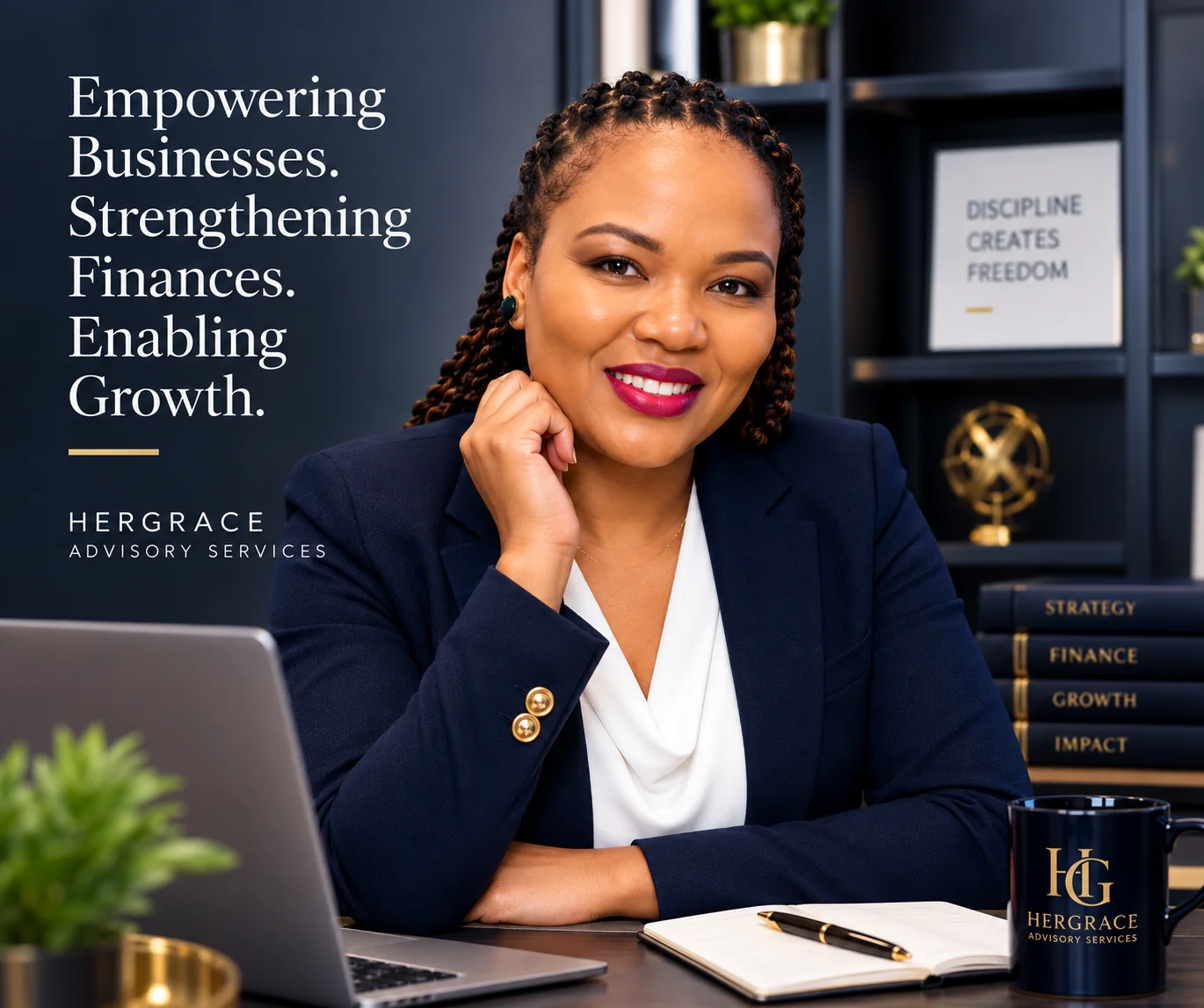 Black female accountant reviewing financial documents at HerGrace Advisory Services